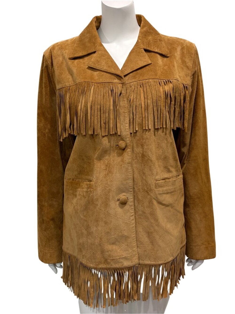1990s Marlboro Miles Red Star Fringe Suede Leather Jacket Western Boho Size L